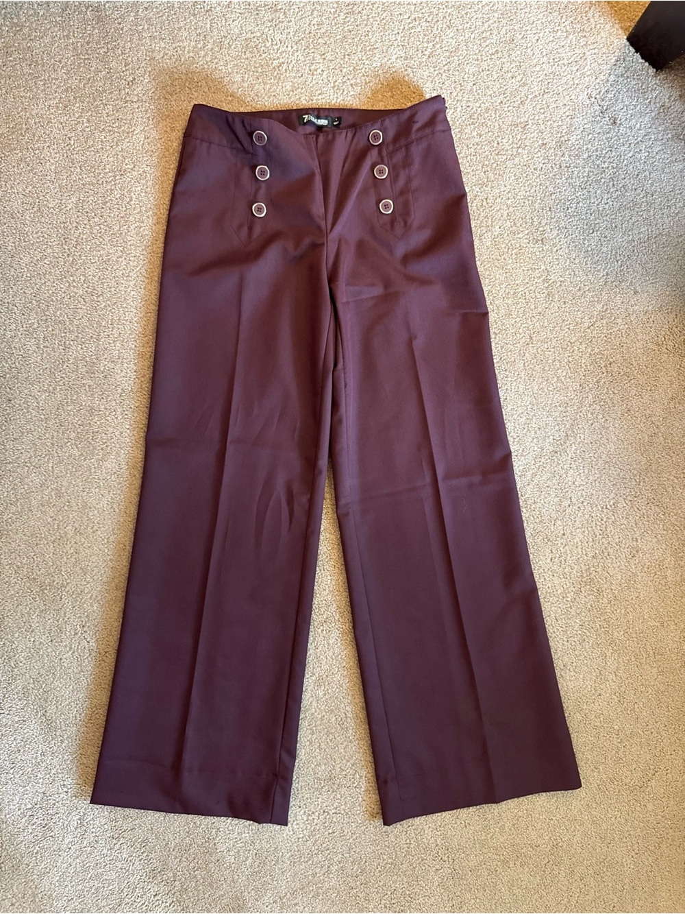 Wide Leg Button-Front Women's Pants